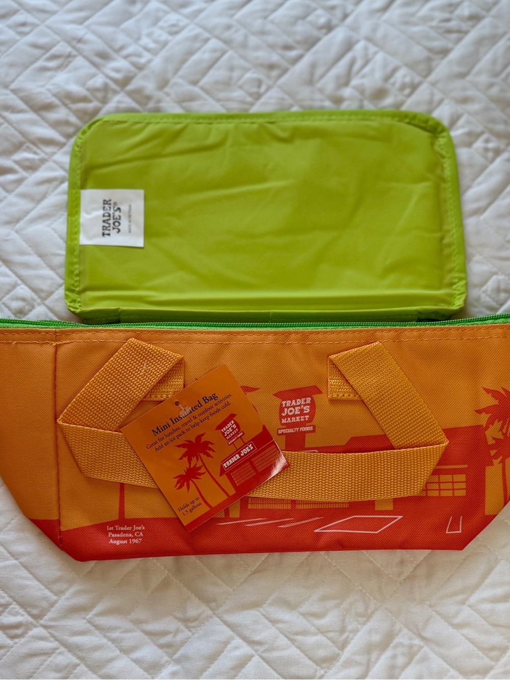 NWT - TRADER JOES MINI COOLER TOTE - sunny orange only